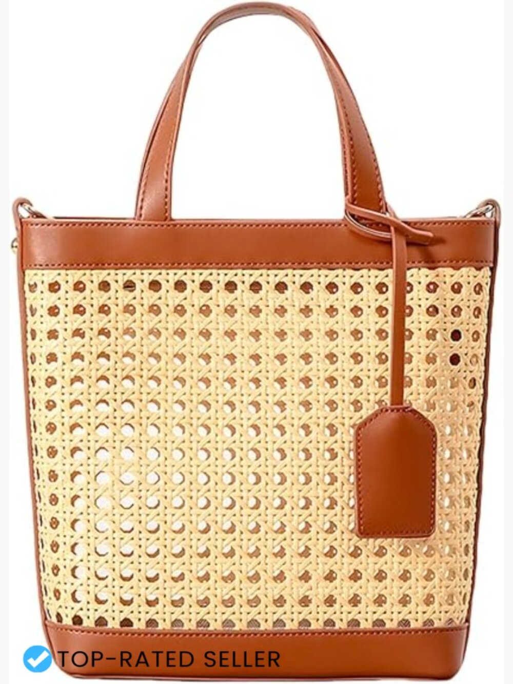 Woven Straw Beach Bag Summer Bucket Tote Top Handle Drawstring Rattan Purse - Picture 1 of 7